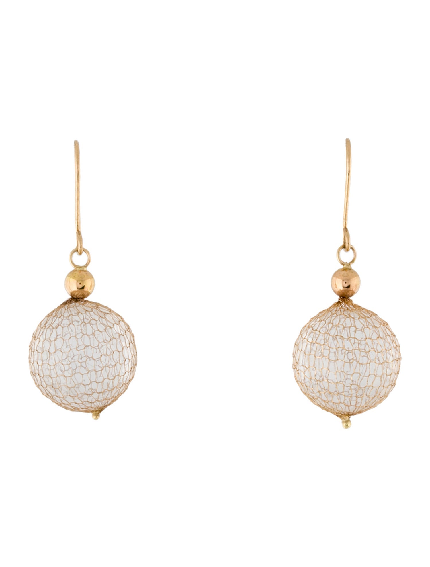 Milor 14K Quartz Bead Meshed Drop Earrings