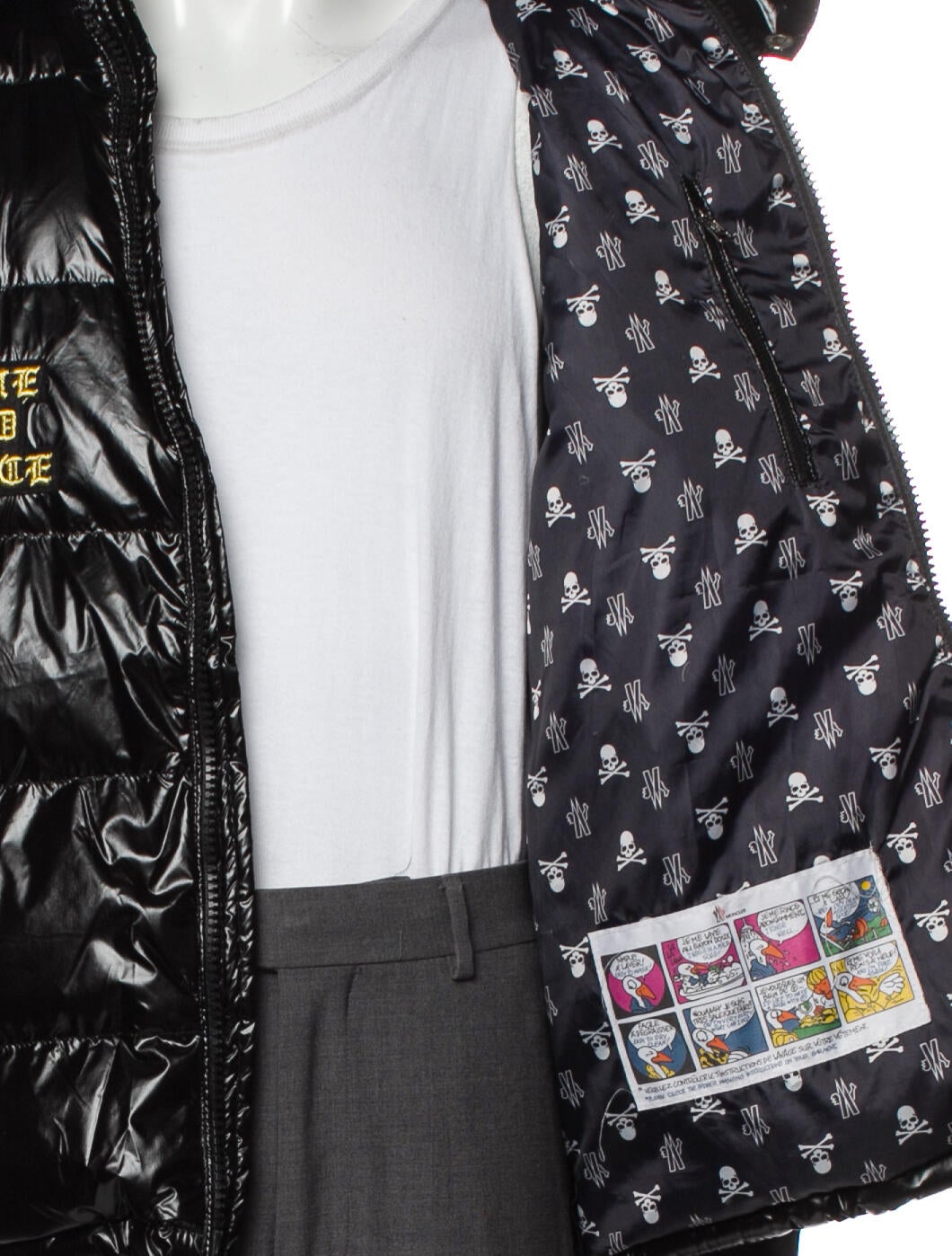 Mastermind Japan x Moncler Graphic Print Puffer Coat - Black