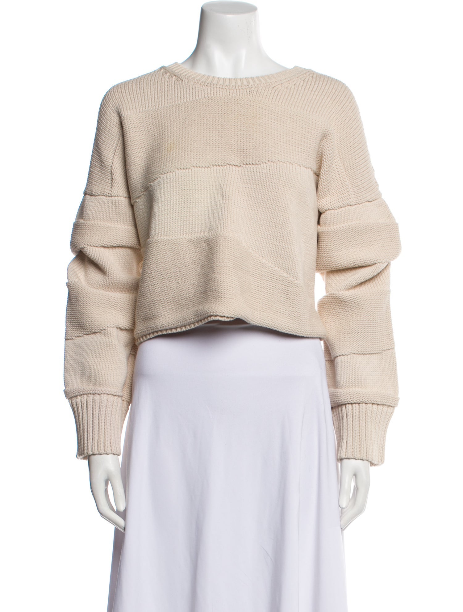 Micaela Greg Bateau Neckline Long Sleeve Crop Top