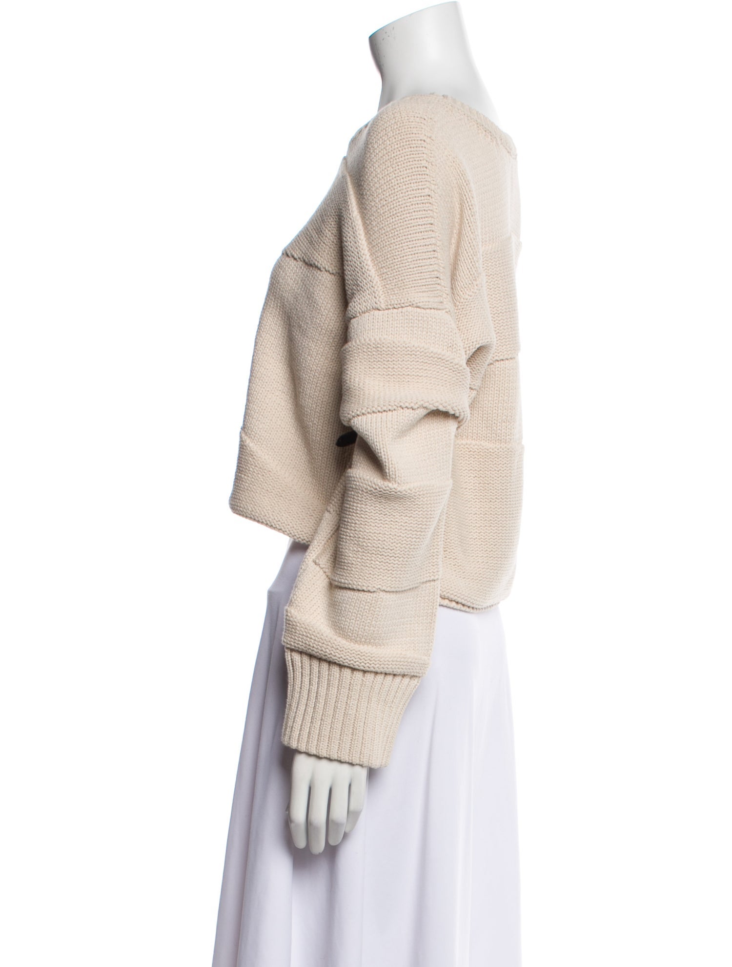 Micaela Greg Bateau Neckline Long Sleeve Crop Top