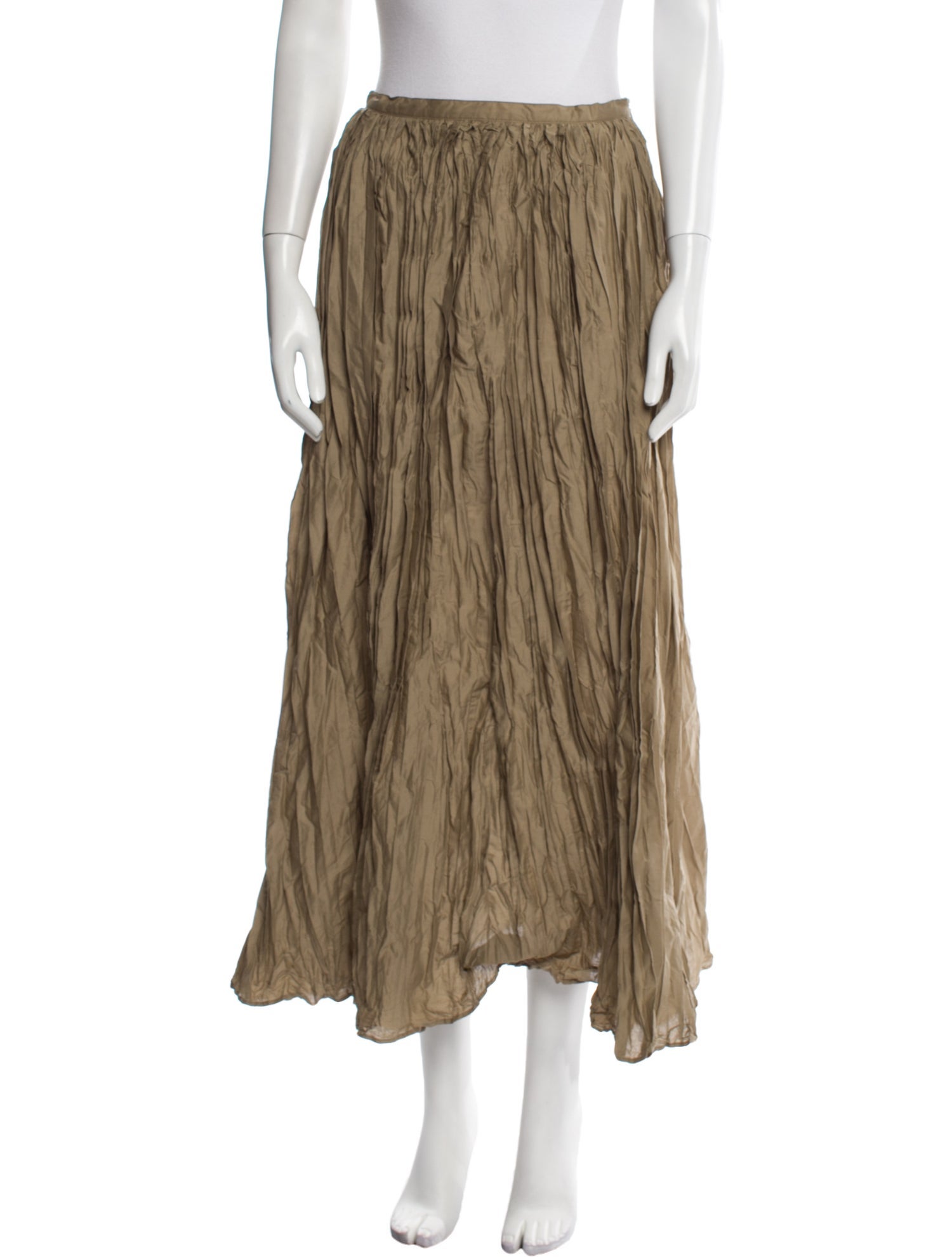 Mark Kenly Domino Tan Pleated Accents Midi Length Skirt w/ Tags