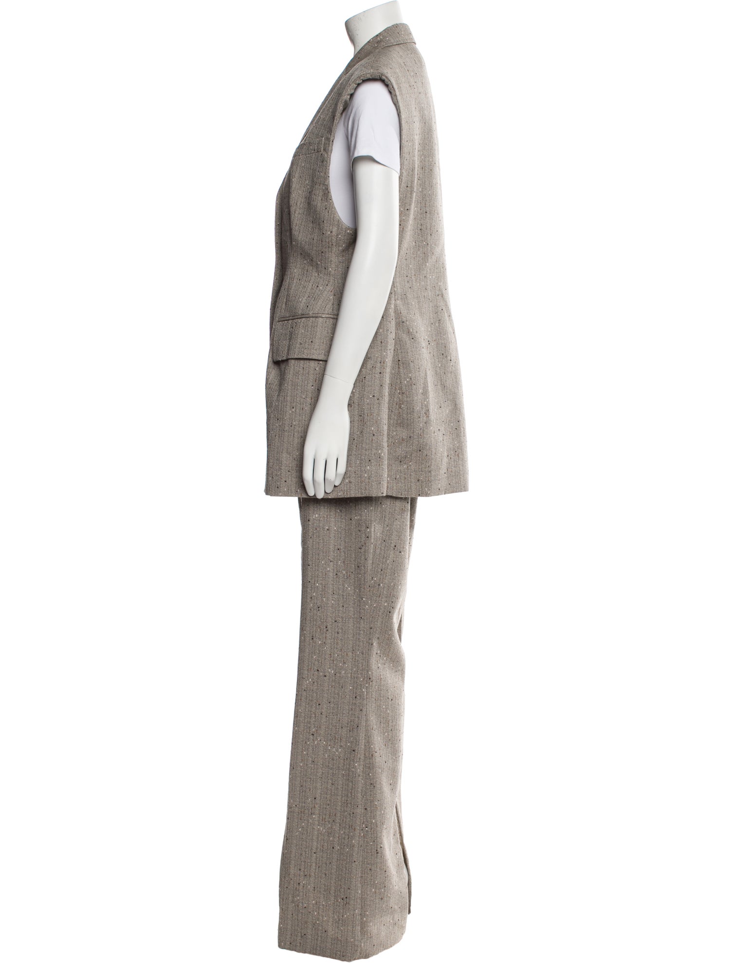 Mark Kenly Domino Tan Wool Tweed Pattern Pant Set w/ Tags