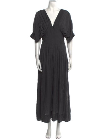 Mark Kenly Domino Tan V-Neck Long Dress