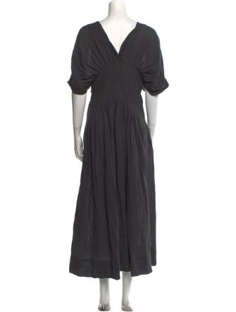 Mark Kenly Domino Tan V-Neck Long Dress