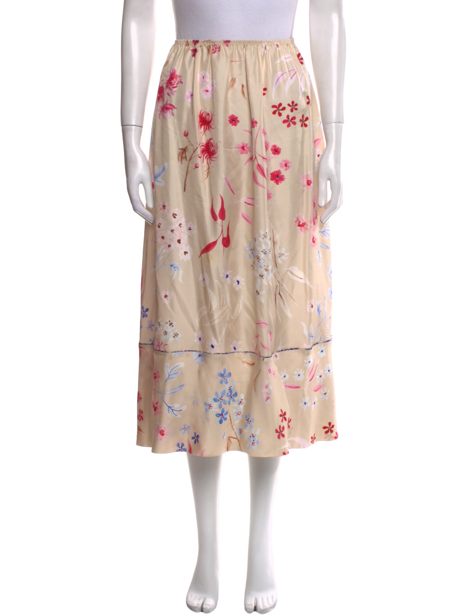 Mark Kenly Domino Tan Silk Midi Length Skirt