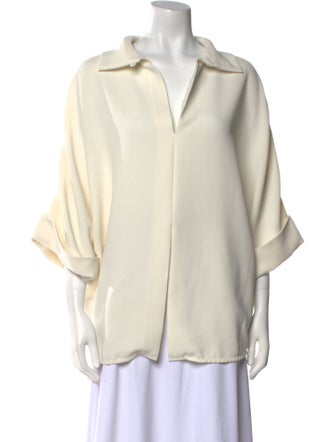 Mark Kenly Domino Tan V-Neck Three-Quarter Sleeve Sweatshirt