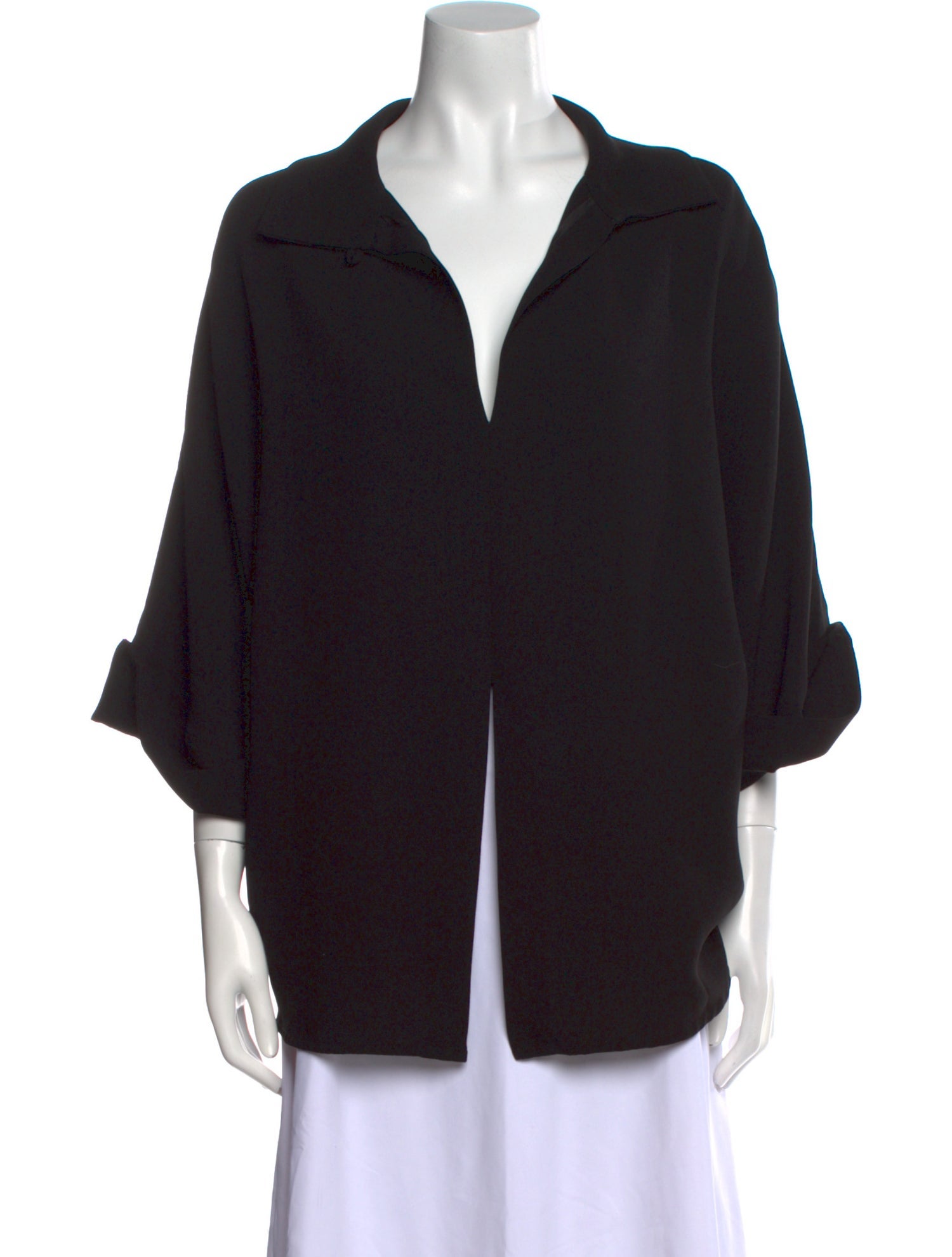 Mark Kenly Domino Tan Three-Quarter Sleeve Button-Up Top