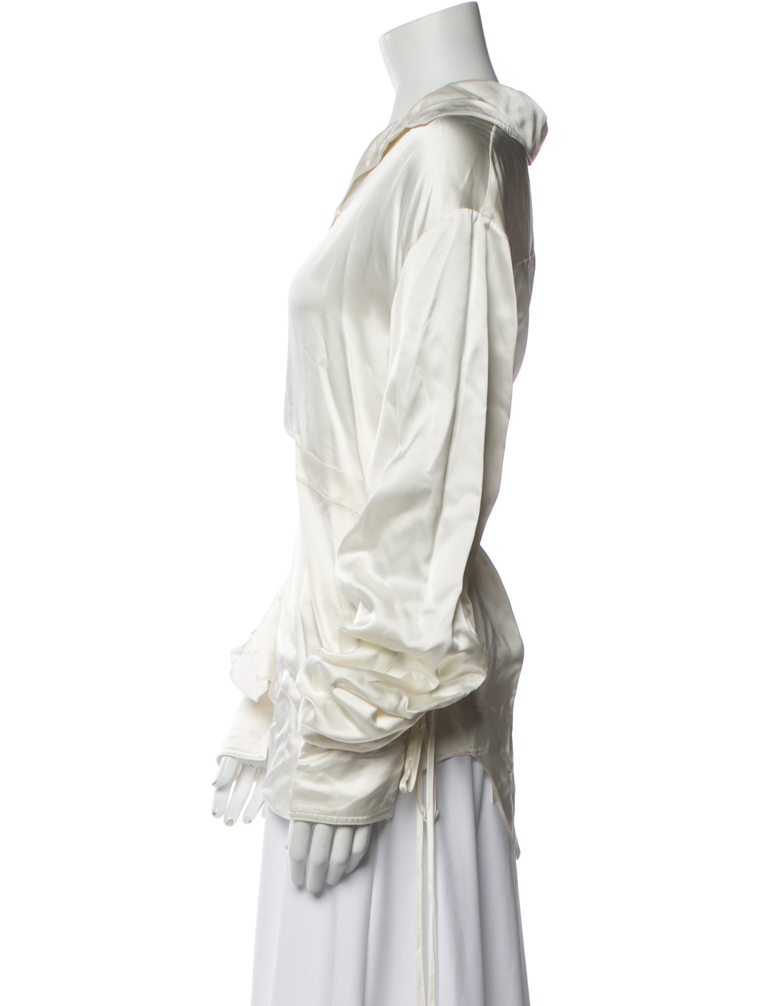 Mark Kenly Domino Tan V-Neck Long Sleeve Blouse