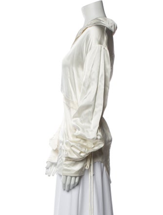 Mark Kenly Domino Tan V-Neck Long Sleeve Blouse