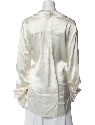 Mark Kenly Domino Tan V-Neck Long Sleeve Blouse