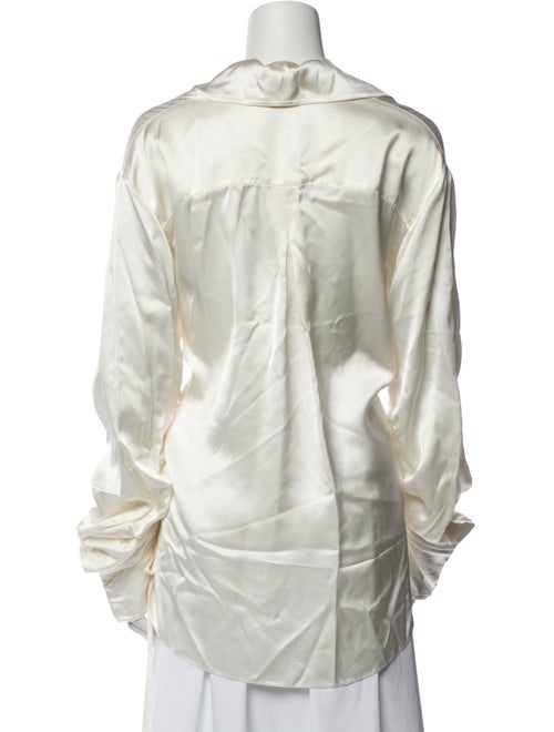 Mark Kenly Domino Tan V-Neck Long Sleeve Blouse