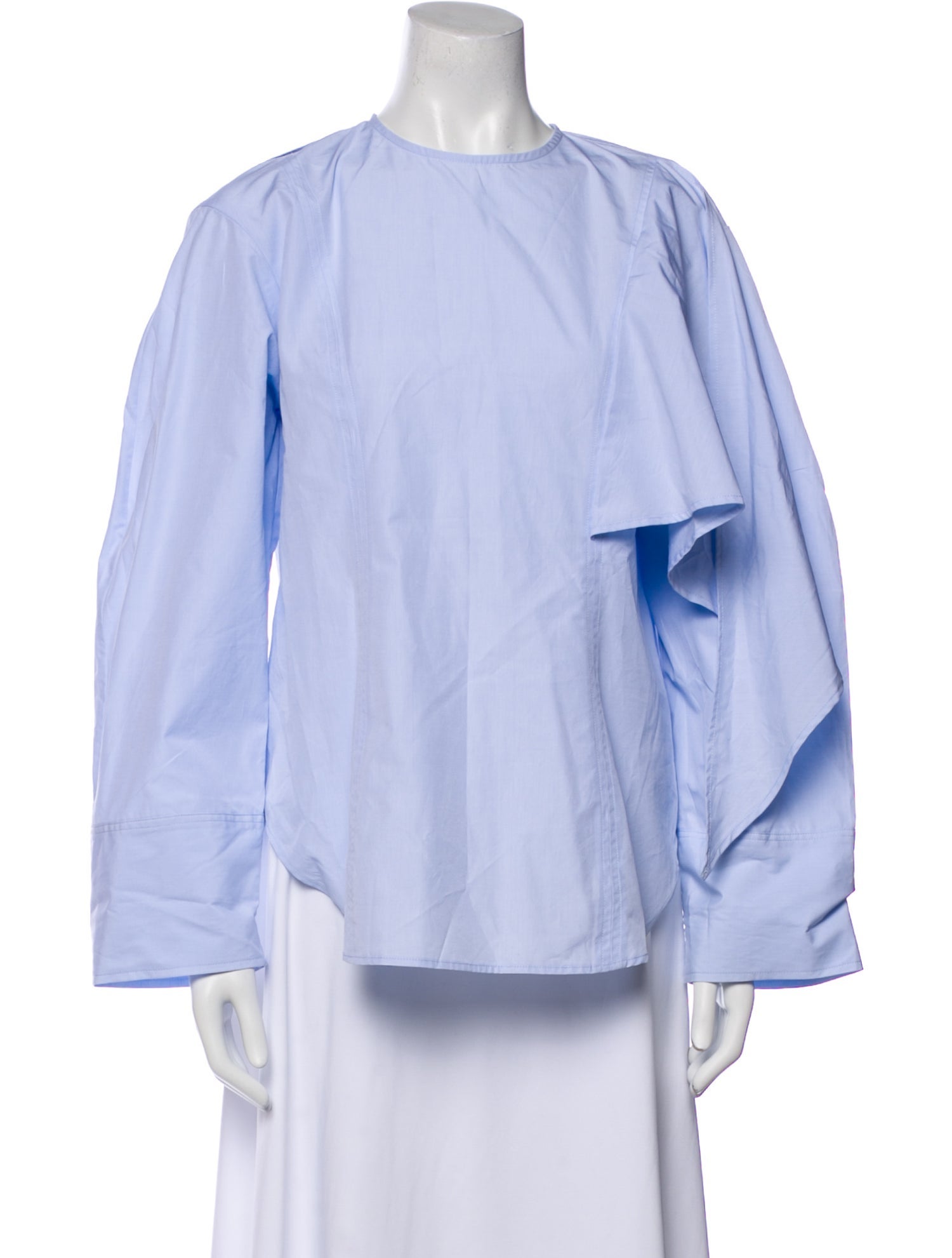 Mark Kenly Domino Tan Crew Neck Long Sleeve Blouse