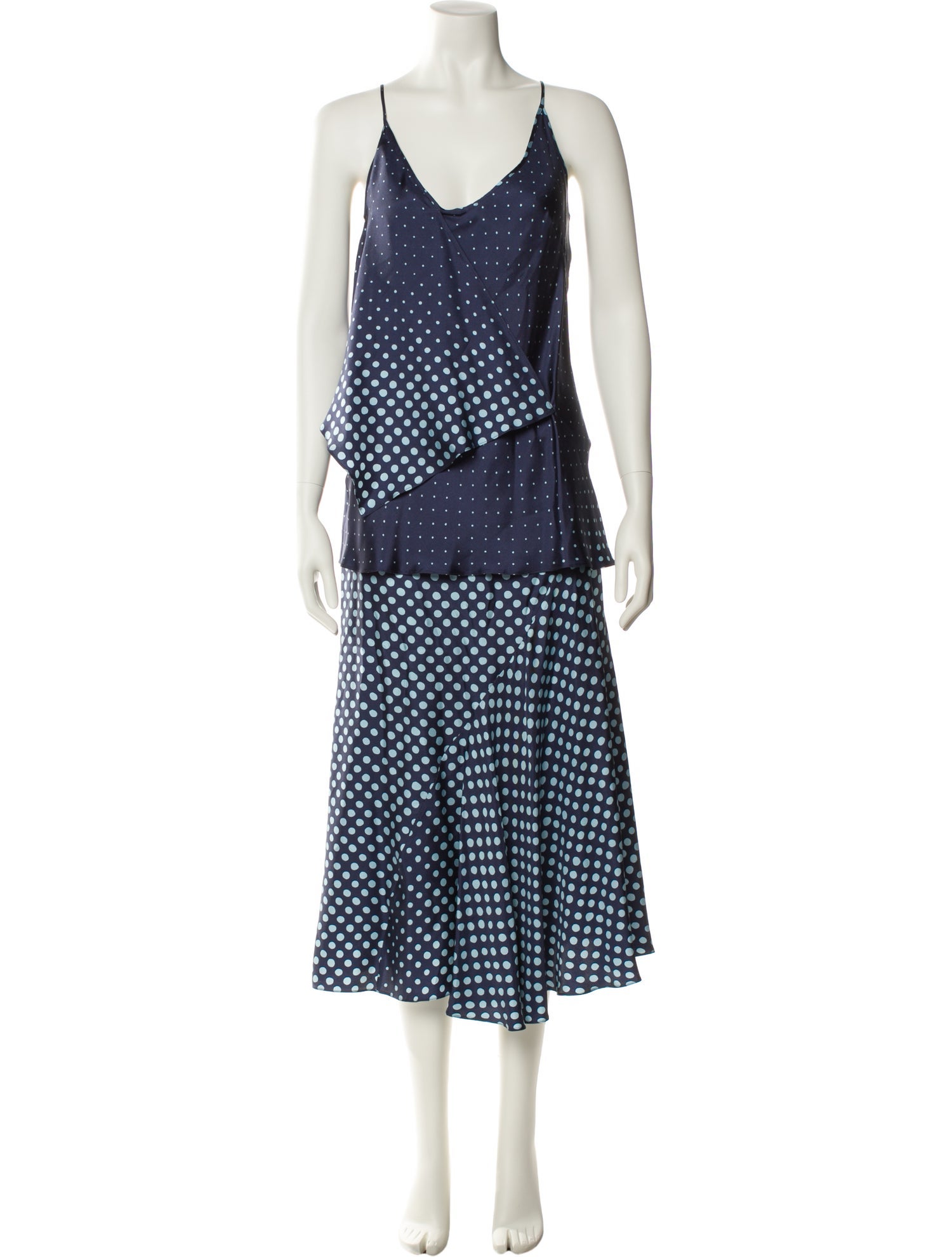 Mark Kenly Domino Tan Silk Polka Dot Print Skirt Set w/ Tags