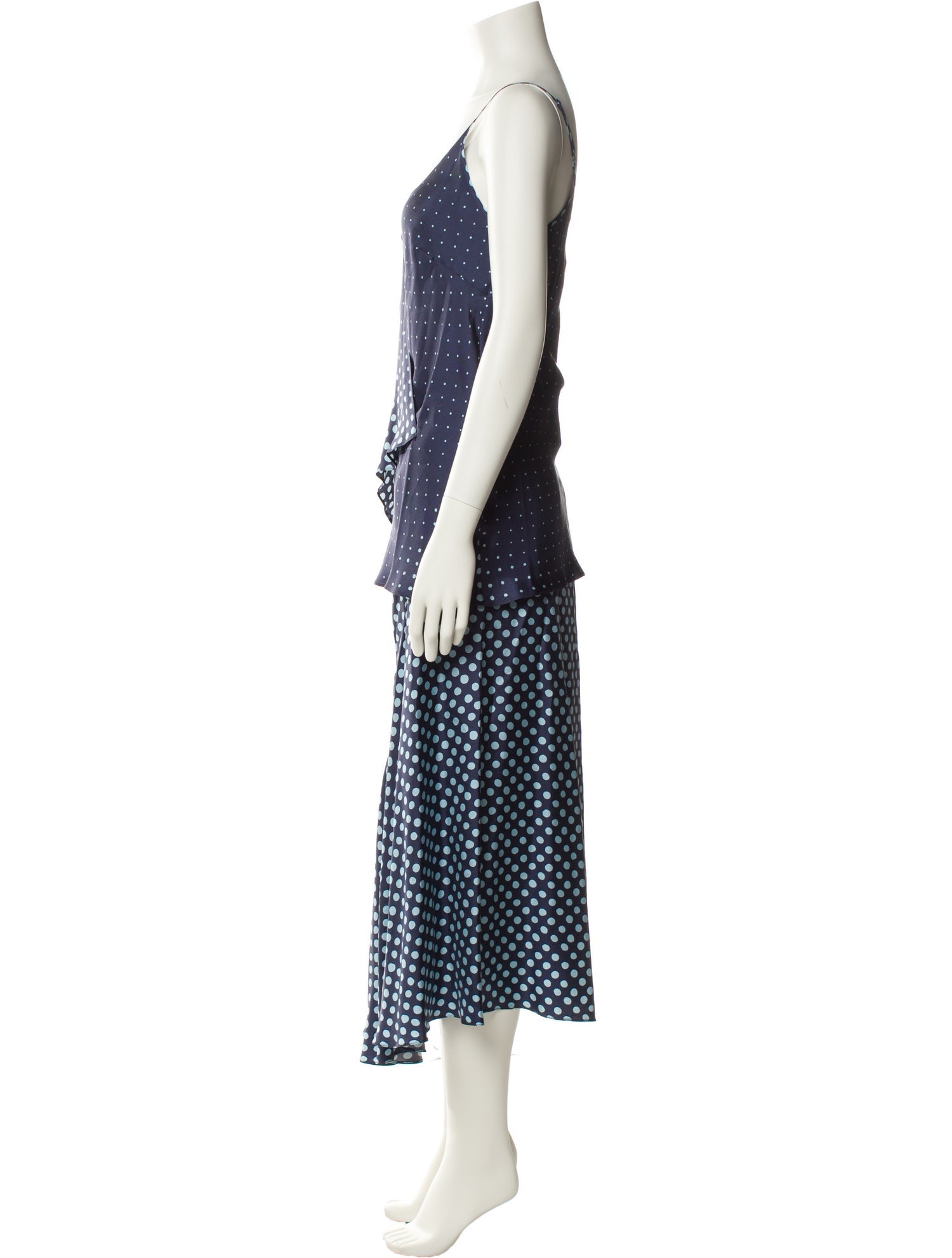 Mark Kenly Domino Tan Silk Polka Dot Print Skirt Set w/ Tags