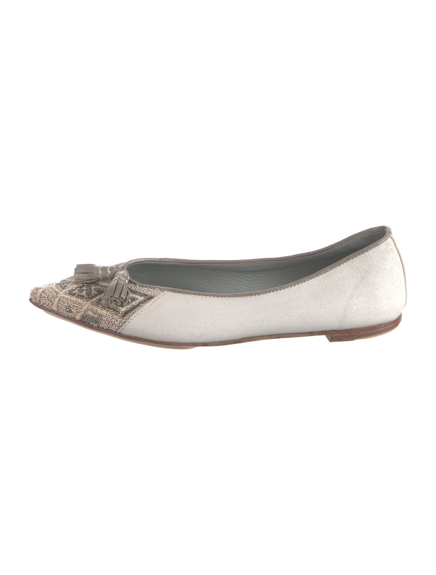Meher Kakalia Suede Tassel Accents Ballet Flats