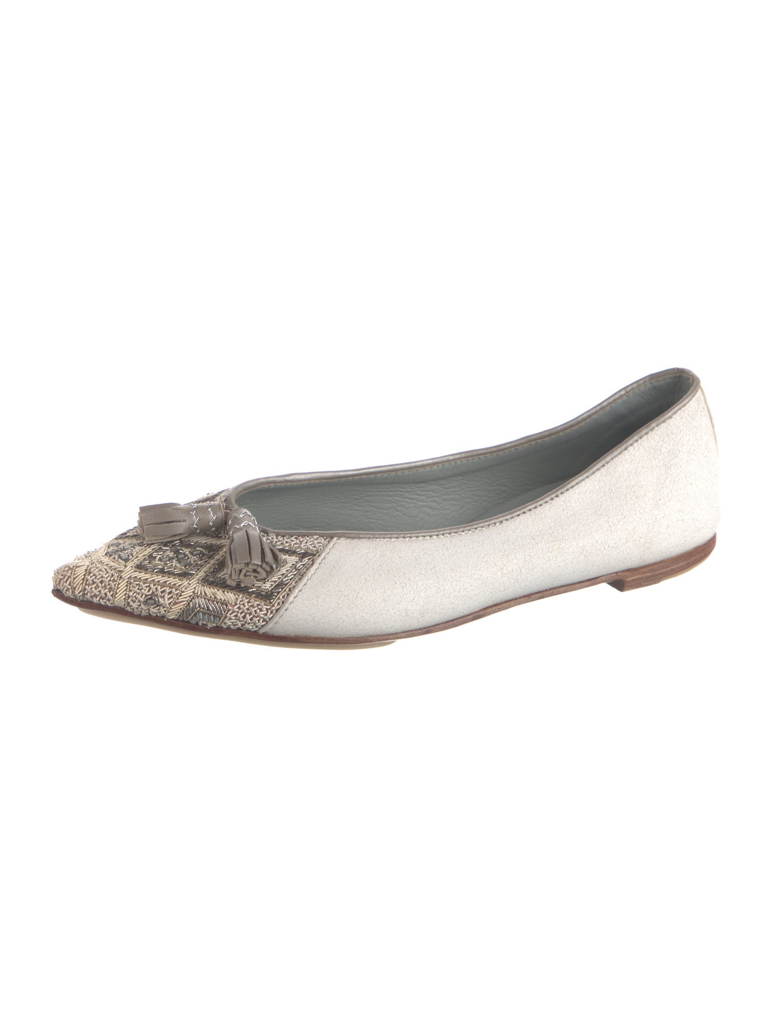 Meher Kakalia Suede Tassel Accents Ballet Flats