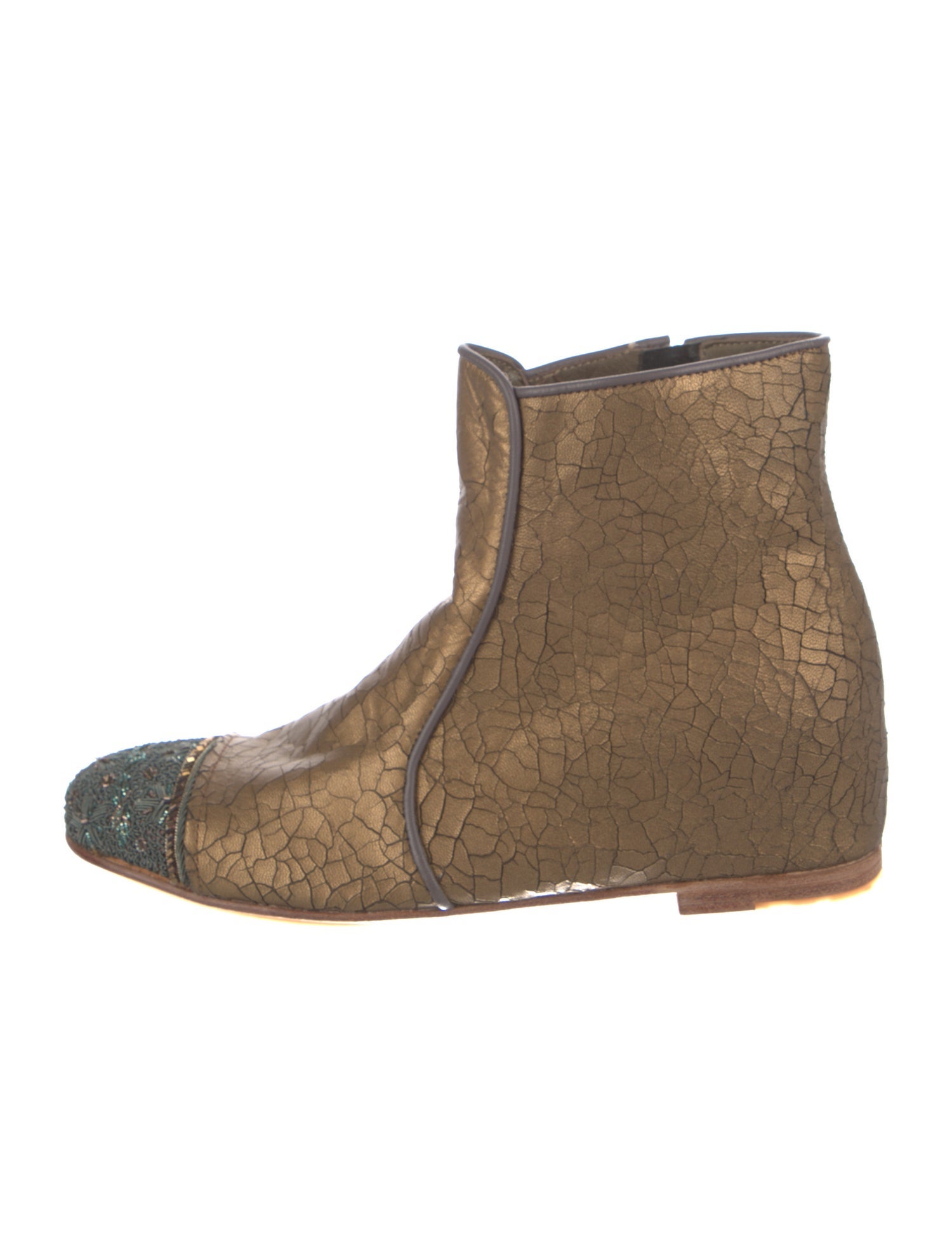 Meher Kakalia Leather Animal Print Boots