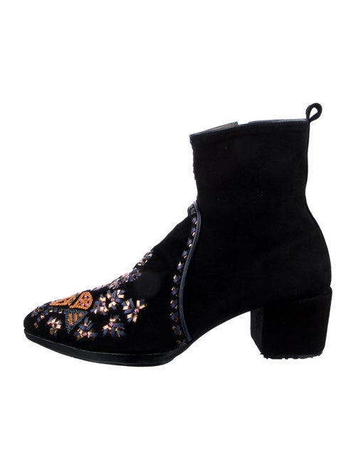 Meher Kakalia Suede Embroidered Accent Boots