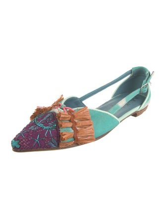 Meher Kakalia Suede Printed Slingback Flats