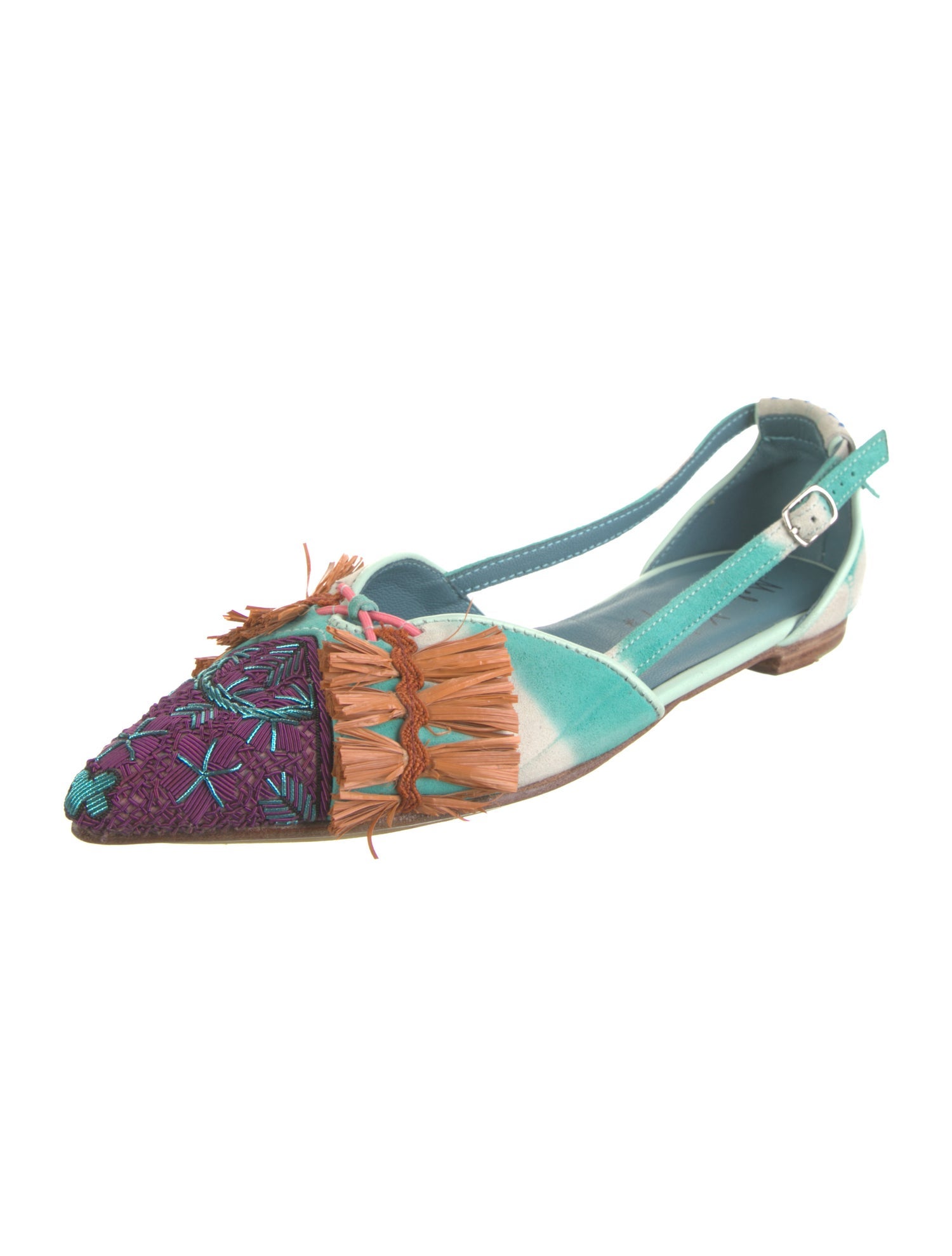 Meher Kakalia Leather Printed Slingback Flats