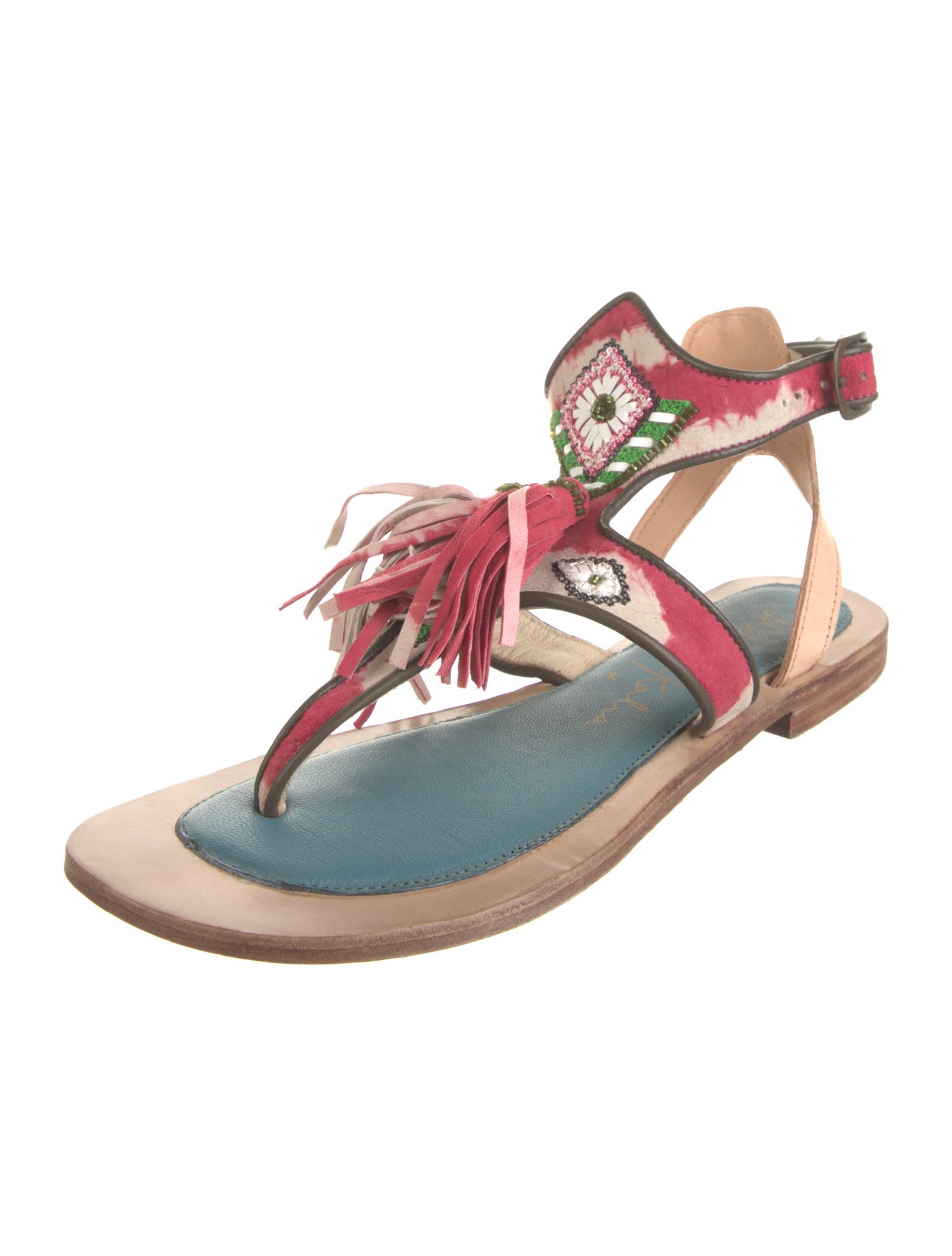 Meher Kakalia Leather Tassel Accents Sandals