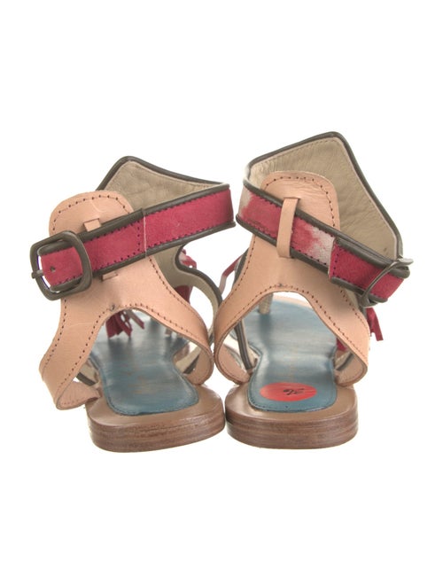 Meher Kakalia Leather Fringe Trim Accent Gladiator Sandals