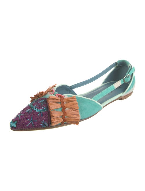 Meher Kakalia Suede Printed D'Orsay Flats