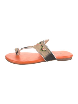 Meher Kakalia Leather Printed Flip Flops