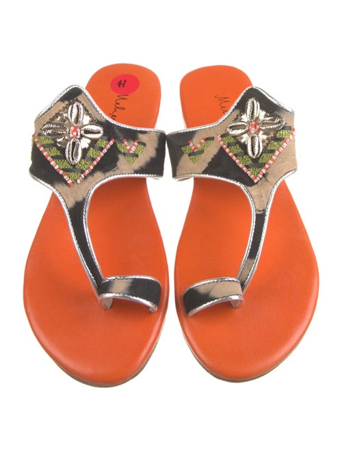 Meher Kakalia Leather Printed Flip Flops
