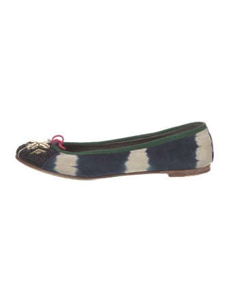 Meher Kakalia Tie-Dye Print Beaded Accents Ballet Flats