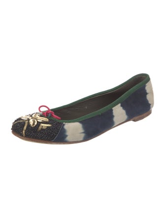 Meher Kakalia Tie-Dye Print Beaded Accents Ballet Flats