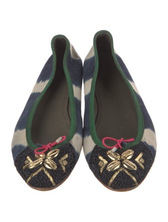 Meher Kakalia Tie-Dye Print Beaded Accents Ballet Flats