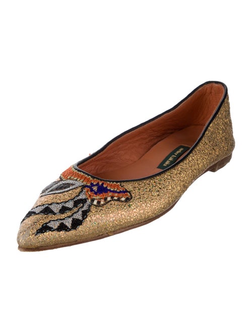 Meher Kakalia Leather Graphic Print Ballet Flats