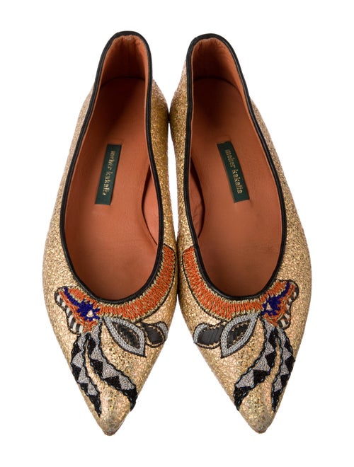 Meher Kakalia Leather Graphic Print Ballet Flats