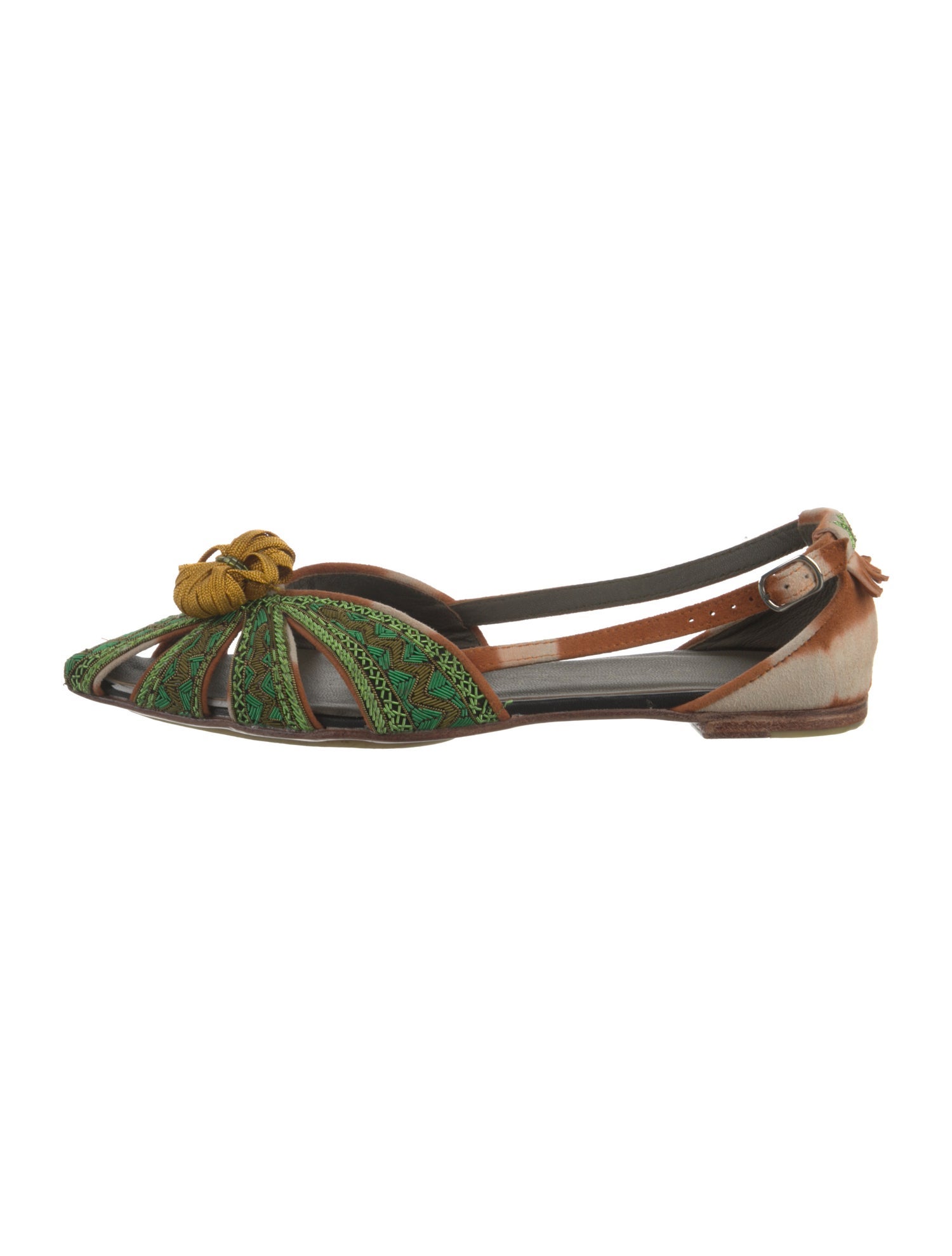 Meher Kakalia Leather Colorblock Pattern D'Orsay Flats