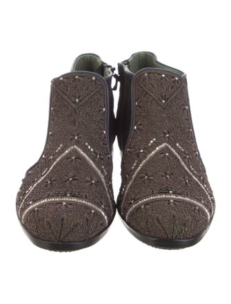 Meher Kakalia Suede Colorblock Pattern Lace-Up Boots