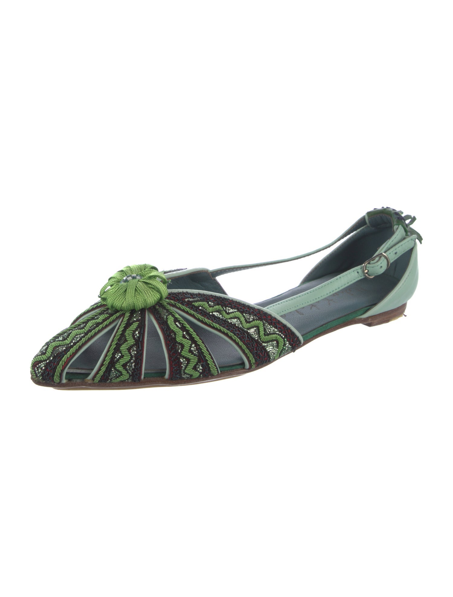 Meher Kakalia Leather Printed D'Orsay Flats