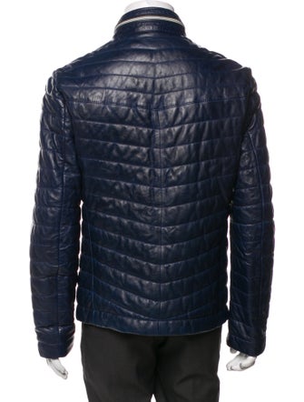 Milestone Lamb Leather Plaid Print Puffer Coat