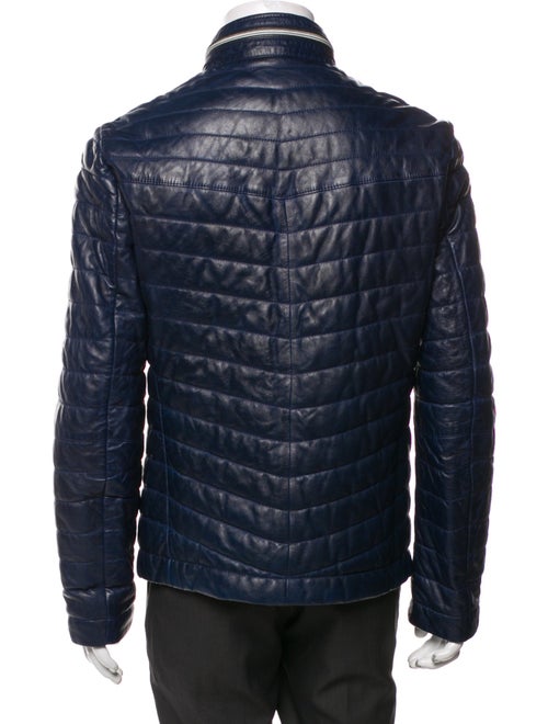 Milestone Lamb Leather Plaid Print Puffer Coat