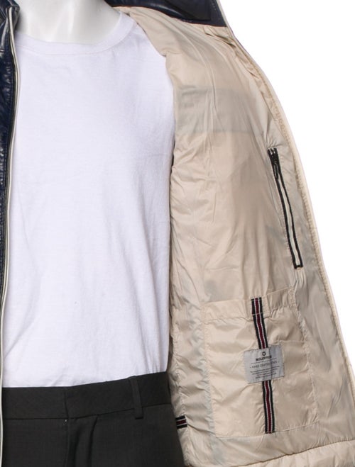 Milestone Lamb Leather Plaid Print Puffer Coat