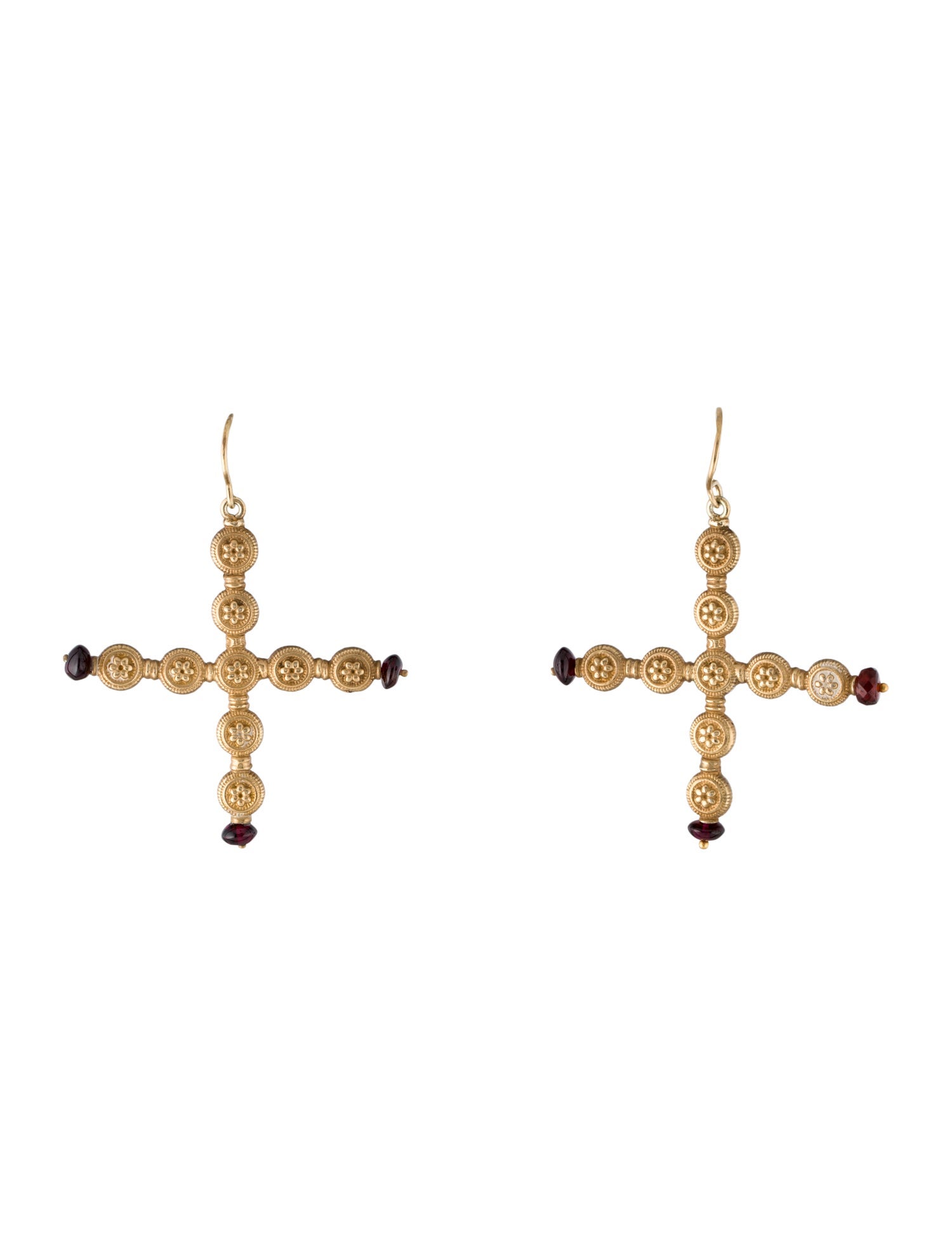 Mahlia Collection Garnet Cross Drop Earrings