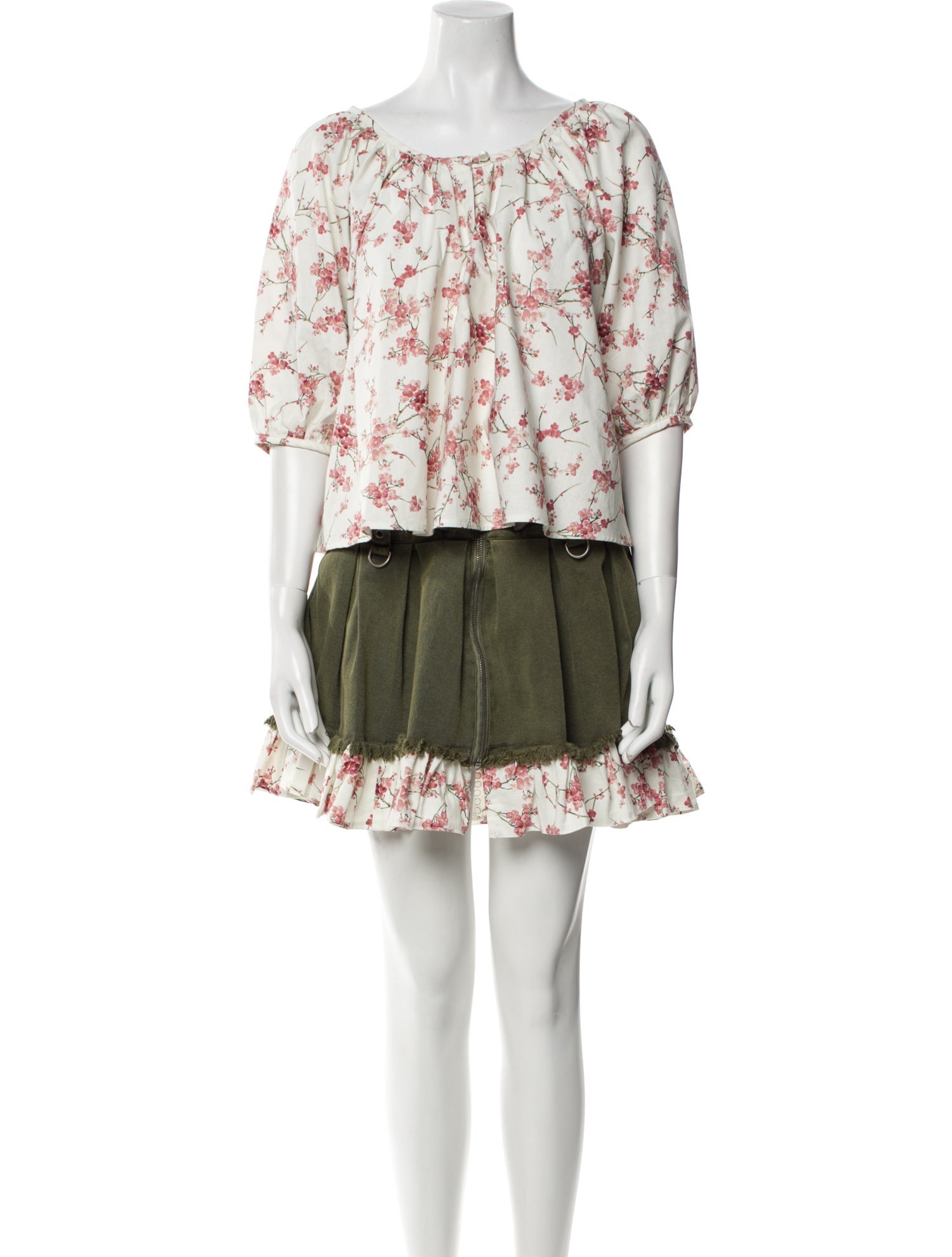 Mahlia Collection Printed Raw-Edge Trim Skirt Set