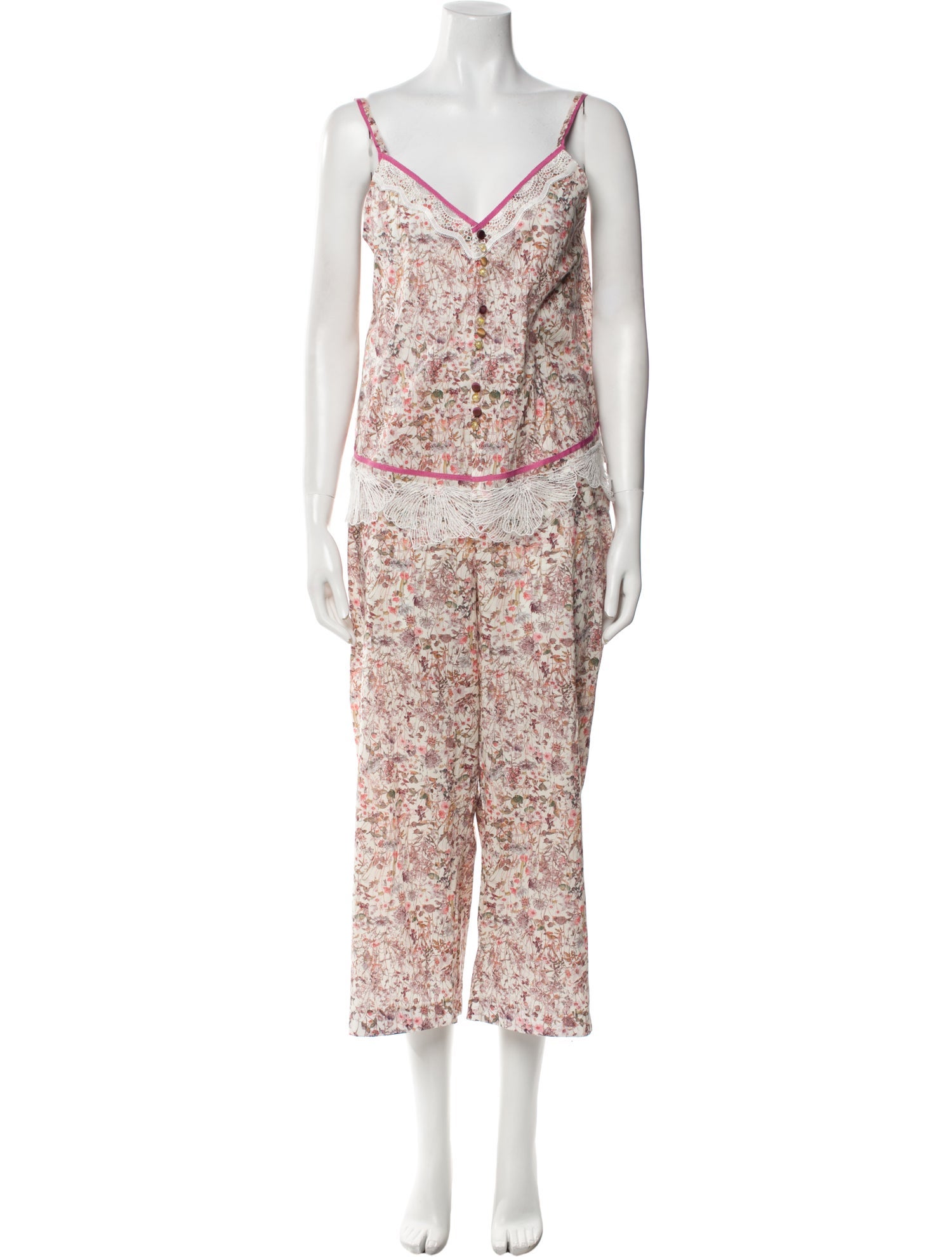 Mahlia Collection Printed Lace Trim Embellishment Pant Set