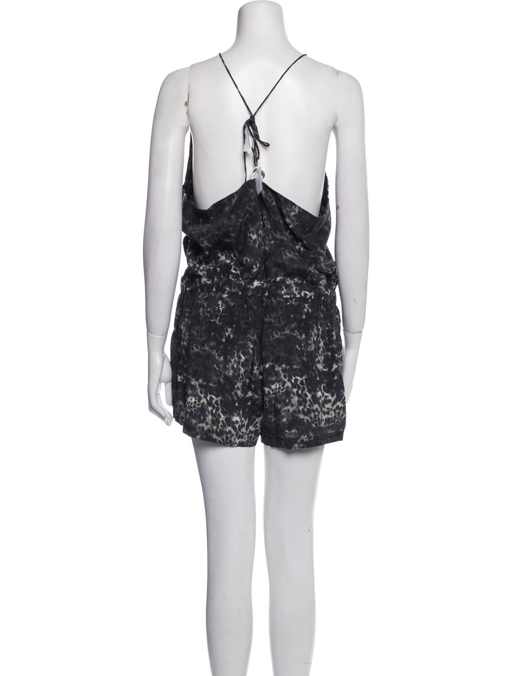 Mikoh Silk Romper Black Animal Print Sleeveless - image 3