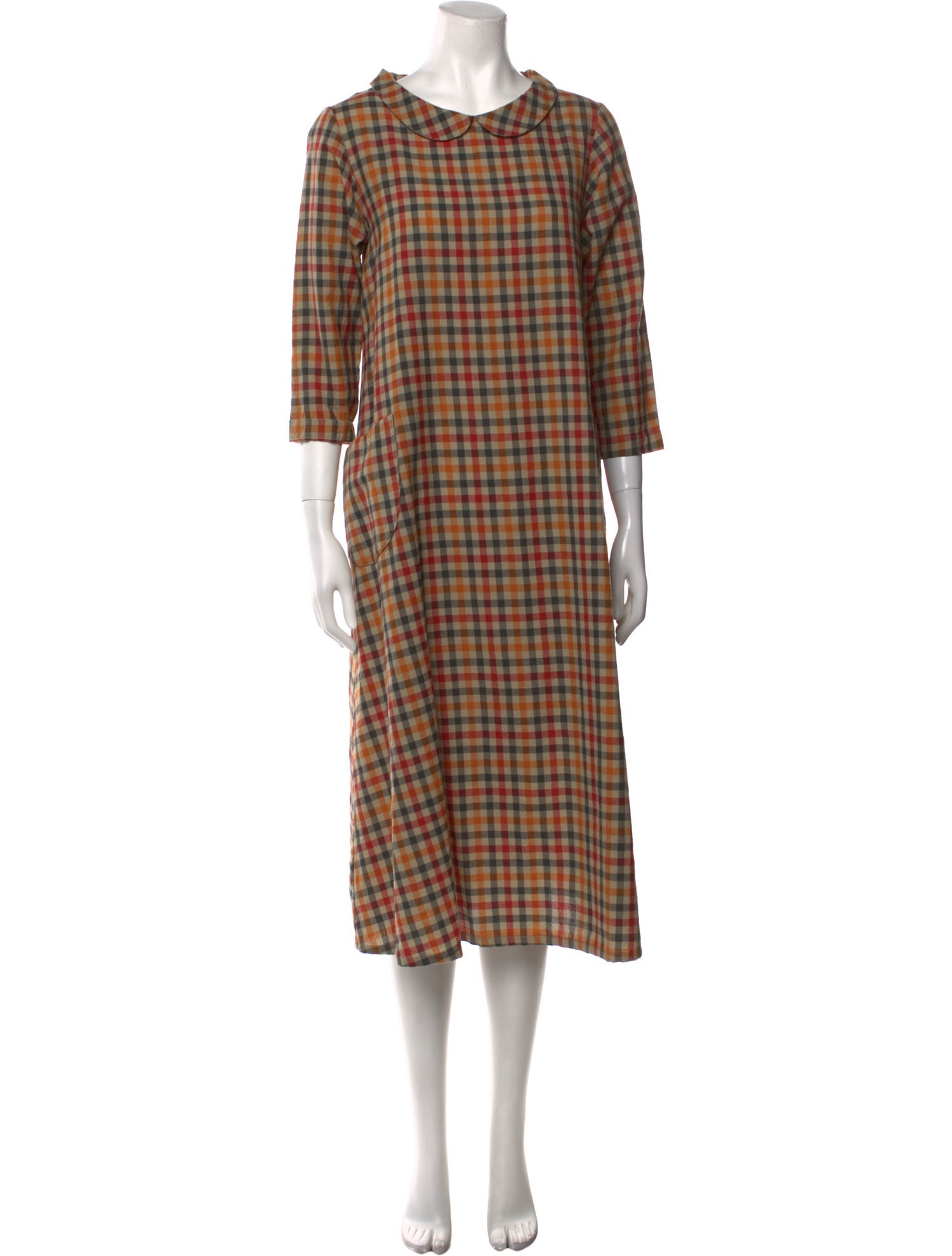 M. Crow Plaid Print Midi Length Dress