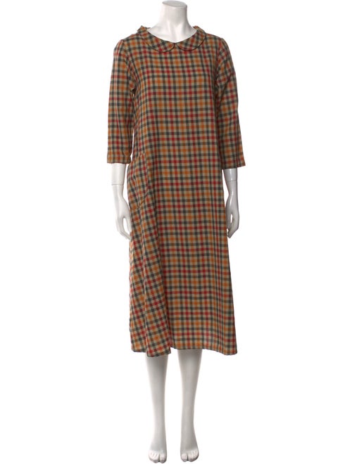 M. Crow Plaid Print Midi Length Dress