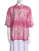 Mukzin Printed Short Sleeve Button-Up Top
