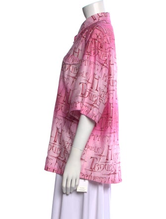 Mukzin Printed Short Sleeve Button-Up Top