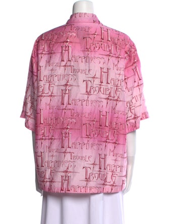 Mukzin Printed Short Sleeve Button-Up Top