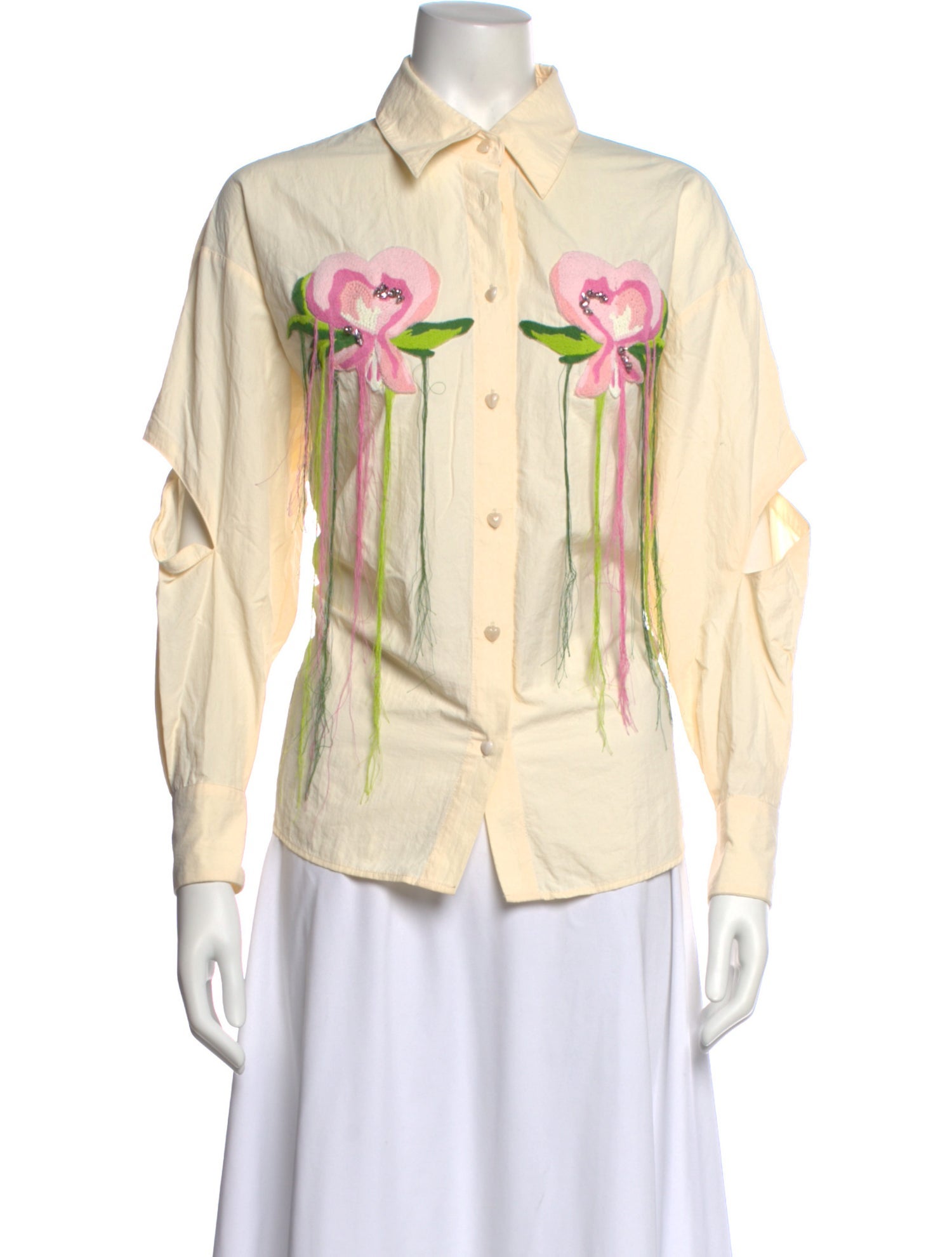 Mukzin Printed Long Sleeve Button-Up Top